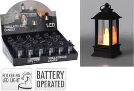 LED Lantaarn met kaarsje zwart 4 x 9cm - afbeelding 3
