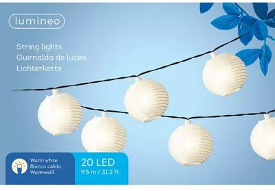 LED lichtsnoer chinese lantaarns 9,5 m 20 lampjes - afbeelding 4