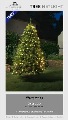 LED netverlichting voor 170-240 cm kerstboom 240 lampjes warmwit - afbeelding 1