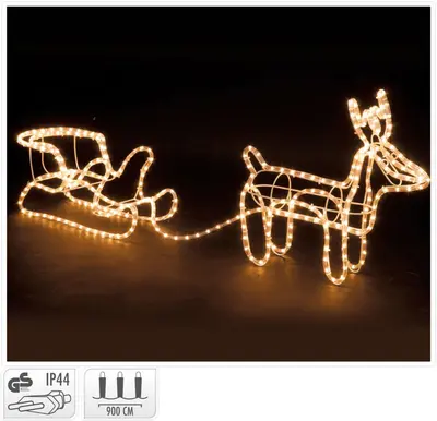 LED slangverlichting rendier & slee met 324 lampjes - afbeelding 5