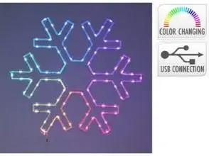 LED sneeuwvlok met 96 RGB-lampjes 50 x 43cm - afbeelding 1