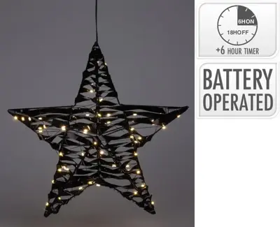 LED ster shiny 20 lampjes zwart Ø 30cm - afbeelding 1