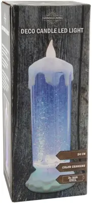 LED-stompkaars Sneeuw Ø 8 cm × H 24 cm warm wit - afbeelding 1
