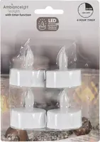 LED theelicht Ambiance Light set 4st met timer Ø 3,5cm wit - afbeelding 1