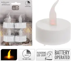 LED theelicht Ambiance Light set 4st met timer Ø 3,5cm wit - afbeelding 3