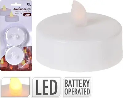 LED Theelicht Jumbo Set 4,5 x 22 x 10 cm warm wit