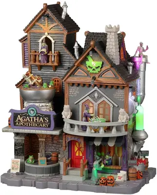 Lemax agatha's apothecary bewegend huisje Spooky Town 2022 - afbeelding 1