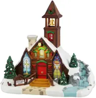 Lemax bear creek chapel verlicht kersthuisje Vail Village 2024 - afbeelding 1