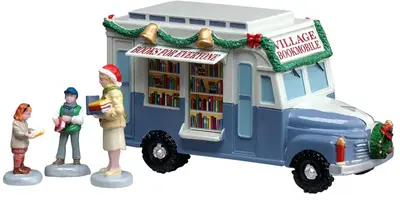 Lemax bookmobile verlicht kerstdorp tafereel 2026 - afbeelding 1