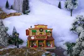 Lemax brown buffalo trading post verlicht kersthuisje Vail Village 2024 - afbeelding 4