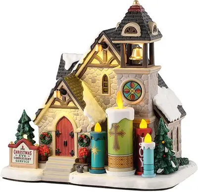 Lemax candlelight church verlicht kersthuisje Caddington Village 2025 - afbeelding 1