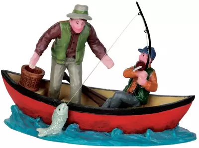 Lemax canoe catch kerstdorp figuur type 4 Vail Village 2015 - afbeelding 1