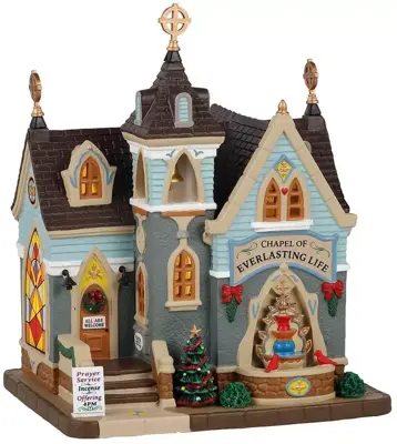 Lemax chapel of everlasting life verlichte kerk Caddington Village 2021 - afbeelding 1