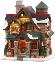 Lemax chestnut cabin kersthuisje Vail Village met rokende schoorsteen 2020 - afbeelding 1