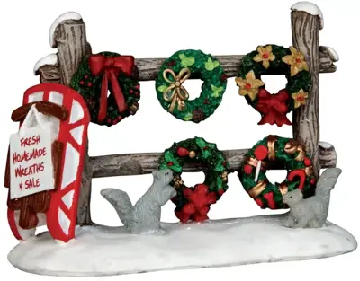 Lemax christmas wreaths 4 sale kerstdorp accessoire 2015 - afbeelding 1