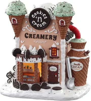 Lemax cookies 'n cream creamery verlicht kersthuisje Sugar 'N' Spice 2021 - afbeelding 1