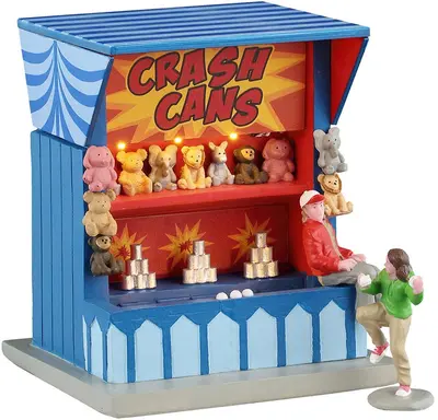 Lemax crash cans game verlicht kerstdorp tafereel Carnival 2025 - afbeelding 2