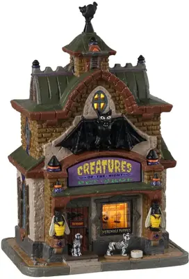Lemax creatures of the night pet shop verlicht huisje Spooky Town 2023 - afbeelding 1