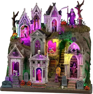 Lemax crypt city verlichte facade Spooky Town 2026 - afbeelding 1