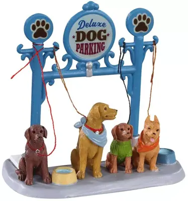 Lemax dog parking kerstdorp tafereel Caddington Village 2021 - afbeelding 1