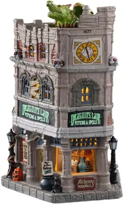 Lemax dragon´s lair potions & spells, b/o led verlicht huisje Spooky Town 2020 - afbeelding 1