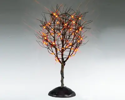 Lemax dry tree with orange lights verlichte boom Spooky Town 2025 - afbeelding 1