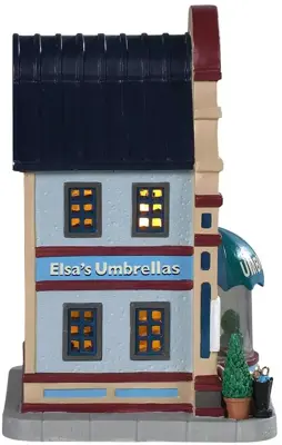 Lemax elsa's umbrellas verlicht kersthuisje Caddington Village 2019 - afbeelding 3
