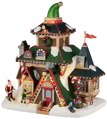 Lemax elwood's elf lodge verlicht kersthuisje Santa's Wonderland 2025 - afbeelding 1