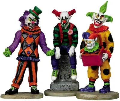 Lemax evil sinister clowns, set of 3 halloween figuur Spooky Town 2011 - afbeelding 1