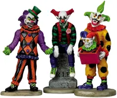 Lemax evil sinister clowns, set of 3 halloween figuur Spooky Town 2011 - afbeelding 1