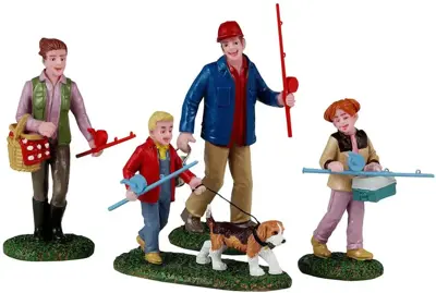 Lemax family fishing day s/4 kerstdorp figuur type 5 Vail Village 2024 - afbeelding 1