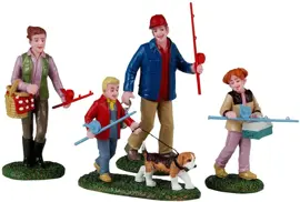 Lemax family fishing day s/4 kerstdorp figuur type 5 Vail Village 2024 - afbeelding 1