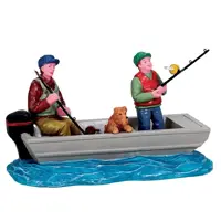 Lemax family fishing trip kerstdorp figuur type 4 Vail Village 2017 - afbeelding 1