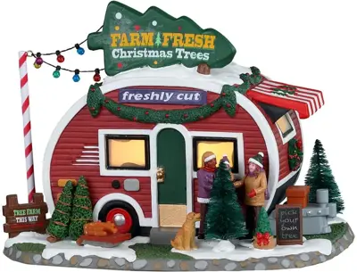 Lemax farm fresh christmas trees verlicht kersthuisje Vail Village 2023 - afbeelding 1