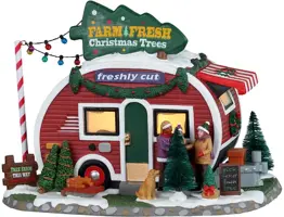 Lemax farm fresh christmas trees verlicht kersthuisje Vail Village 2023 - afbeelding 1