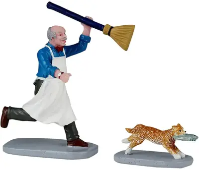 Lemax feline fish thief s/2 kerstdorp figuur type 2 Caddington Village 2024 - afbeelding 1