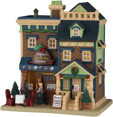 Lemax fergie's figgy pudding shoppe verlicht kersthuisje Caddington Village 2026 - afbeelding 1