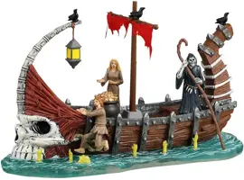 Lemax ferry on river styx tafereel Spooky Town 2024 - afbeelding 1
