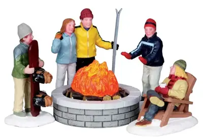 Lemax fire pit s/5 verlichte kerstdorp accessoire Vail Village 2010 - afbeelding 1