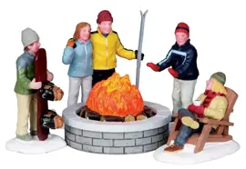 Lemax fire pit s/5 verlichte kerstdorp accessoire Vail Village 2010 - afbeelding 1