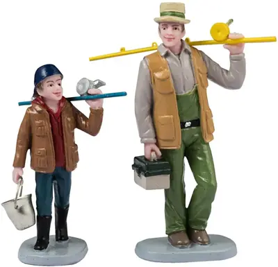 Lemax fishin' time s/2 kerstdorp figuur type 2 Vail Village 2024 - afbeelding 1
