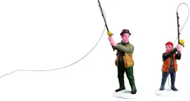 Lemax flyfishing with dad s/2 kerstdorp figuur type 3 Vail Village 2001 - afbeelding 2