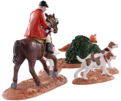 Lemax fox hunt s/5 kerstdorp tafereel Caddington Village 2020 - afbeelding 2
