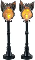 Lemax gargoyle lamp post s/2 verlichte straatlantaarn Spooky Town 2021 - afbeelding 1