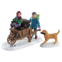 Lemax gathering kindling s/2 kerstdorp figuur type 4 Caddington Village 2018 - afbeelding 1
