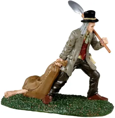 Lemax grave digger & body bag halloween figuur Spooky Town 2023 - afbeelding 1