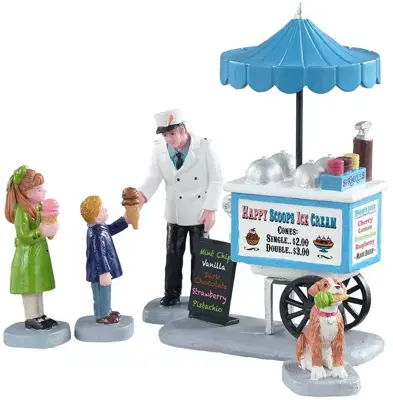 Lemax happy scoops ice cream cart, s/5 kerstdorp figuur type 6 Caddington Village 2021 - afbeelding 1