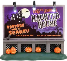 Lemax haunted house billboard verlichte accessoire Spooky Town 2023 - afbeelding 1