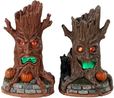 Lemax haunted tree trunks, set of 2 verlichte accessoire Spooky Town 2023 - afbeelding 1