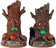 Lemax haunted tree trunks, set of 2 verlichte accessoire Spooky Town 2023 - afbeelding 1